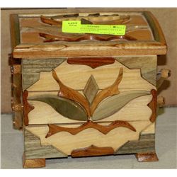 CUBAN EXPANDING HAND CARVED BOX WITH CONTENTS