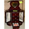Image 1 : CHERRYWOOD JEWELRY BOX WITH HEART SHAPED MIRROR