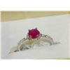 Image 1 : .925 SILVER NATURAL RUBY & CZ RING - SIZE 8