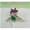 Image 1 : .925 SILVER NATURAL EMERALD & RUBY RING - SIZE 7.5