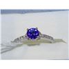 Image 1 : .925 SILVER NATURAL SAPPHIRE & CZ RING - SIZE 8