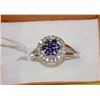 Image 1 : .925 SILVER NATURAL SAPPHIRE & CZ RING - SIZE 8.5