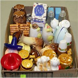 FLAT OF ASSORTED SALT & PEPPER SHAKERS