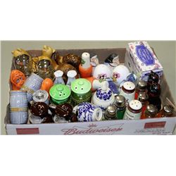 FLAT OF ASSORTED SALT & PEPPER SHAKERS
