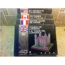 LOT OF 4 3D PUZZLES