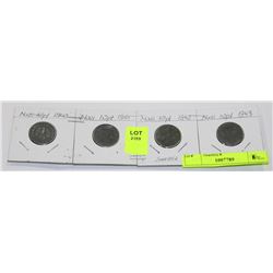 FOUR GERMAN NAZI COINS 1940,1941,1941,1942