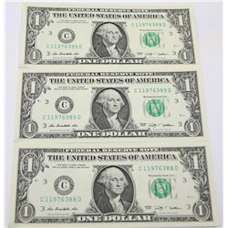 UNC CONSECUTIVE SERIAL NUMBER U.S. ONE DOLLAR BILL