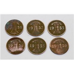 SIX  GERMANCOINS PFENNIG