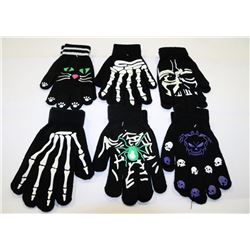 6 PAIRS OF "GLOW IN THE DARK" GLOVES