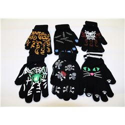 6 PAIRS OF "GLOW IN THE DARK" GLOVES