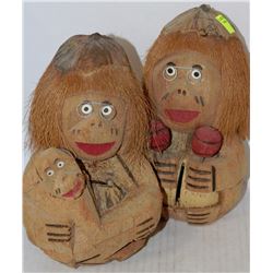 PAIR OFCOCONUT MONKEY PIGGY BANKS
