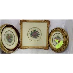 LOT OF 3 VINTAGE NEEDLE POINT PICTURES