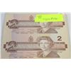 Image 1 : TWO 1986 UNCUT CANADIAN TWO DOLLAR BANK NOTE