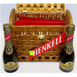 BASKET WITH FOUR 187ML BOTTLES OF HENKELL