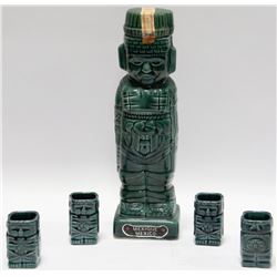 MEXICAN STATUETTE LIQUOR DECANTER W/ 4 SHOT