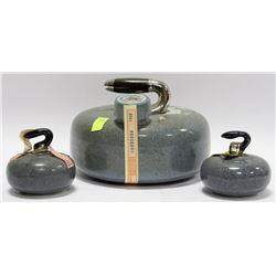 COLLECTION OF 3 CURLING ROCK LIQUOR DECANTERS