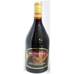 750ML BOTTLE OF MC GRATH'S IRISH CREAM LIQUOR