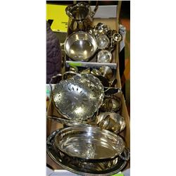 LOT OF 3 FLATS WITH ASSORTED SILVER,EP BRASS,