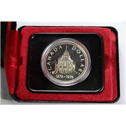 1976 PARLIAMENT CASED PROOF SILVER ONE DOLLAR