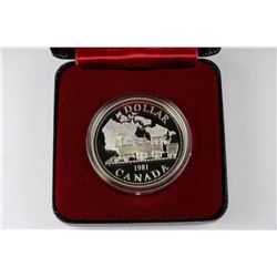 1981 TRAIN CASED PROOF SILVER ONE DOLLAR