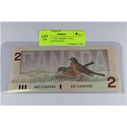 GEM UNC 1986 "ROBIN" TWO DOLLAR BANKNOTE