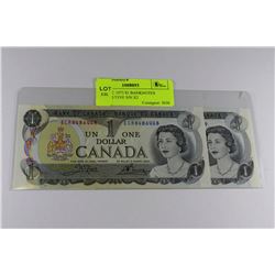 GEM UNC 1973 $1 BANKNOTES CONSECUTIVE S/N X2