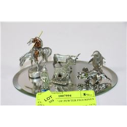 COLLECTION OF PEWTER FIGURINES ON CHOICE