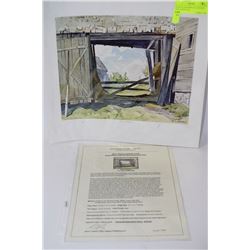 BARN AT BAPTISTE-A.J.CASSON PRINT WITH COA