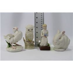 LOT OF 4 CYBIS BUNNY, DUCKLING,SNOWY WHITE OWL
