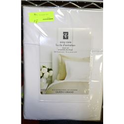 WHITE QUEEN SIZE SHEET SET 230 THREAD COUNT *NEW*