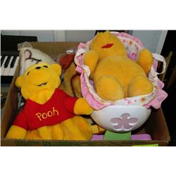 BOX W/POOH BEAR & ROCKER BED,