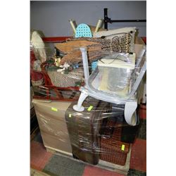 PALLET WITH LARGE ASSORTMENT OF HOUSEHOLD MISC
