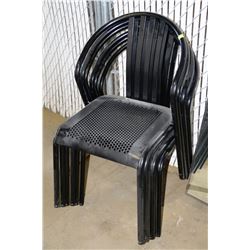 STACK OF 6 HEAVY DUTY METAL ARMCHAIRS