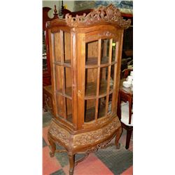 CARVED MAHOGANY CURIO CABINET