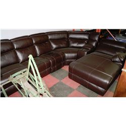 LARGE BROWN BONDED LEATHER ELECTRIC RECLINING