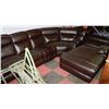 Image 1 : LARGE BROWN BONDED LEATHER ELECTRIC RECLINING