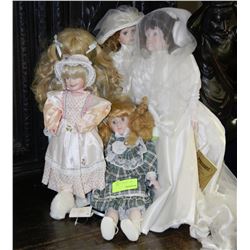 COLLECTION OF 5 PORCELAIN DOLLS