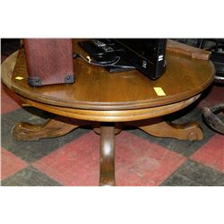 SOLID OAK CLAW FOOT COFFEE TABLE