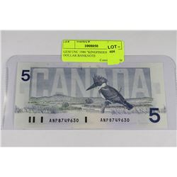GEM UNC 1986 "KINGFISHER" FIVE DOLLAR BANKNOTE