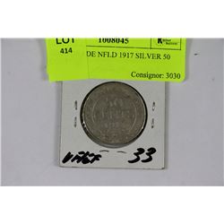 HIGH GRADE NFLD 1917 SILVER 50 CENT