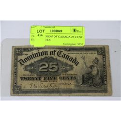 1900 DOMINION OF CANADA 25 CENT SHINPLASTER