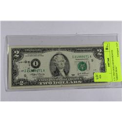 U.S. TWO DOLLAR BANKNOTE "GREEN SEAL"