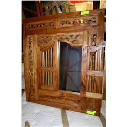 WOOD CARVED SHUTTER DECORATIVE MIRROR