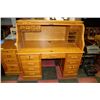 Image 1 : OAK FINISHED ROLL TOP DESK WITH KEYS