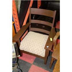 ESTATE WOOD AND FABRIC ARMCHAIR