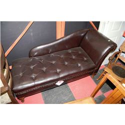 NEW BROWN LEATHERETTE STORAGE CHAISE LOUNGE CHAIR