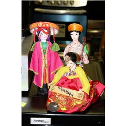 3 JAPANESE AND 1 RUSSIAN ESTATE COLLECTIBLE DOLLS