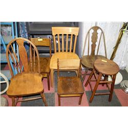 ESTATE COLLECTION OF 5 VINTAGE SIDECHAIRS AND