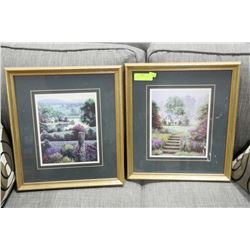 2 FRAMED MATCHING GREEN PICTURES