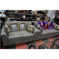NEW GREY FABRIC SOFA AND LOVE SEAT WITH ACCENT